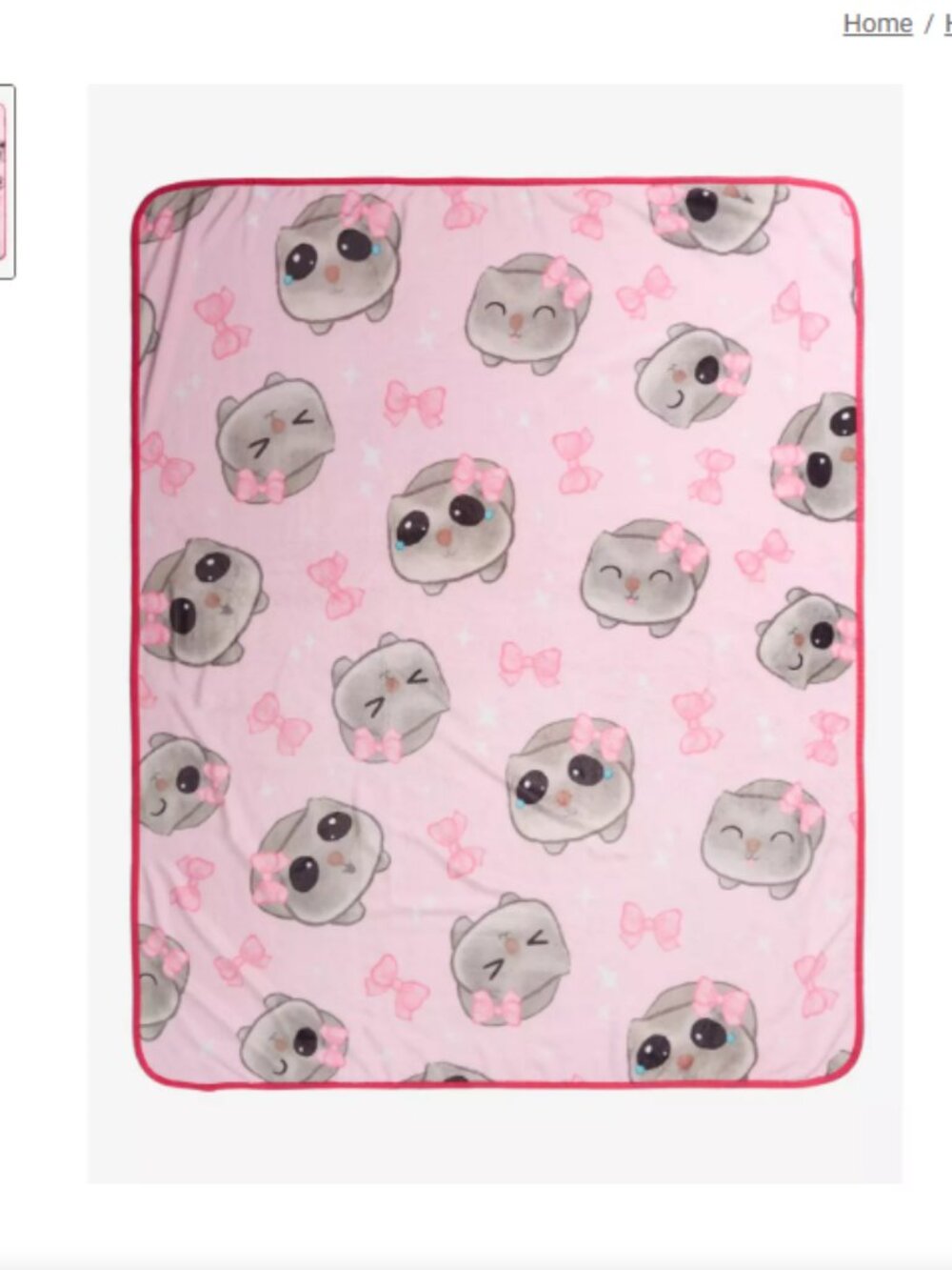 ISOO!!! do not buy Crying Hamster Pink Bow Throw Blanket hot topic